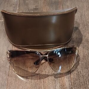 Gucci Gold and Brown Sunglasses